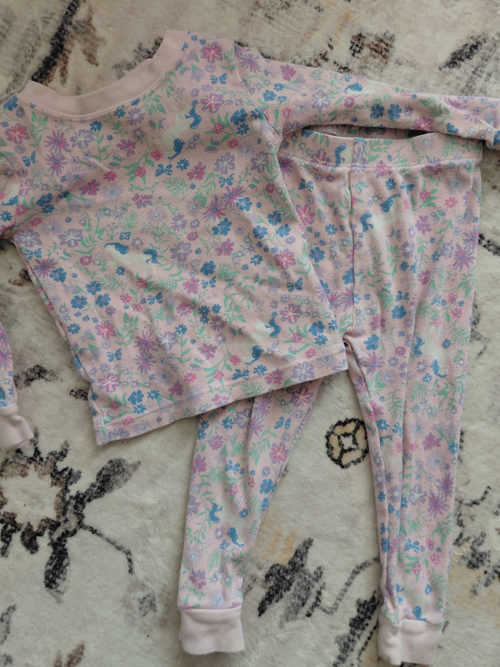 Kids Pink Floral & Unicorn Pajama Set 18m